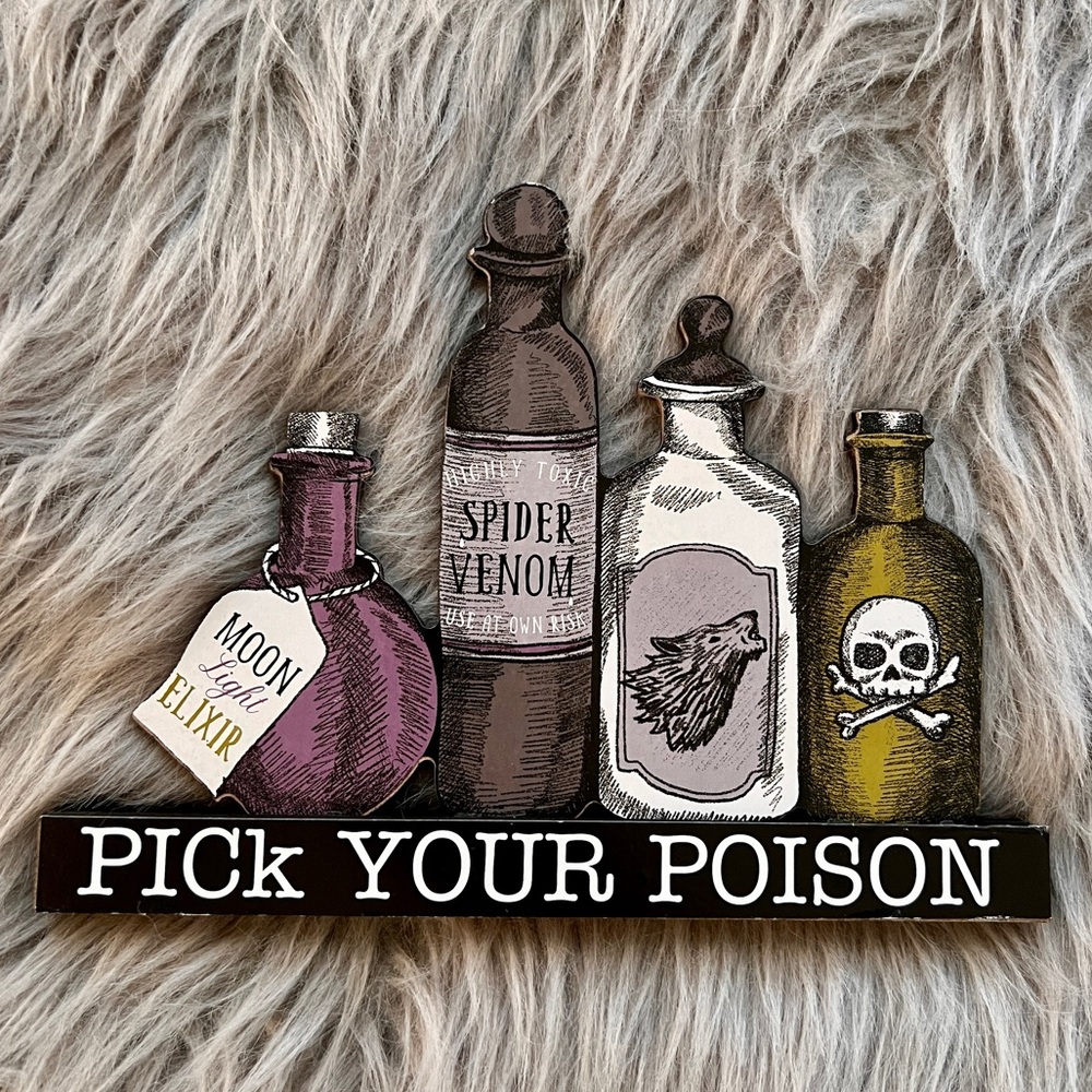 Pick your poison wooden mantle sign NWT